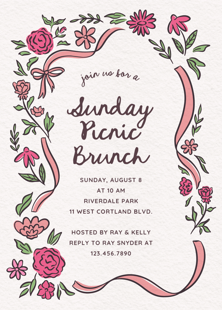 Simply romantic - brunch & lunch invitation